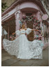 Two Piece Ivory Lace Tulle Floral Wedding Dress